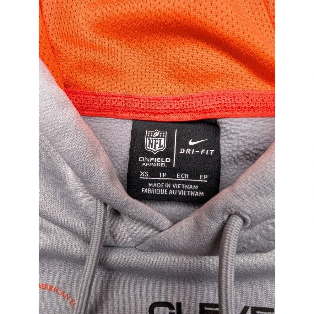 Cleveland Browns Gray NIKE On-Field BIG HELMET Hoodie Sweatshirt SZ XS Dri-fit